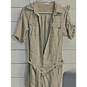 etam by Ikram One Piece 8 Womens Jumpsuit Khaki Brown Button Front France